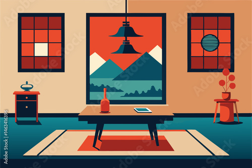 cultural fusion office with moroccan rug  japanese.svg