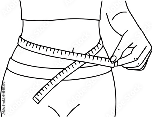 woman measuring waist circumference using measuring tape