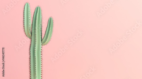 Obraz na płótnie Mint green cactus on a pastel pink background w salonie