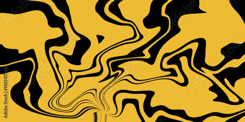 Abstract liquid wave background texture. Trendy dark liquid marble style. Ideal for web, advertisement, Beautiful Marbling liquify. Black and yellow background