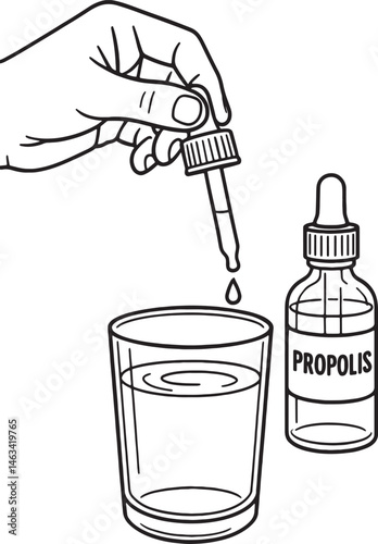 someone drops propolis into a glass of water