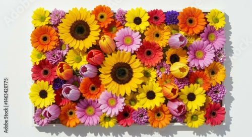 Colorful Flower Arrangement with Sunflowers, Tulips, and Daisies