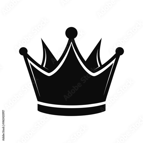 Crown silhouette vector illustration. royal king or queen crown icon, luxury monarchy symbol, elegant flat black design