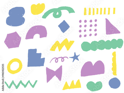 手描きあしらいセット　幾何学模様　クレヨン　かわいい