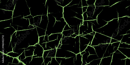 A black and green drawing of a cracked wall, background with cracks. Weathered rough painted surface with patterns of cracks and peeling. Panoramic texture for background and design. 