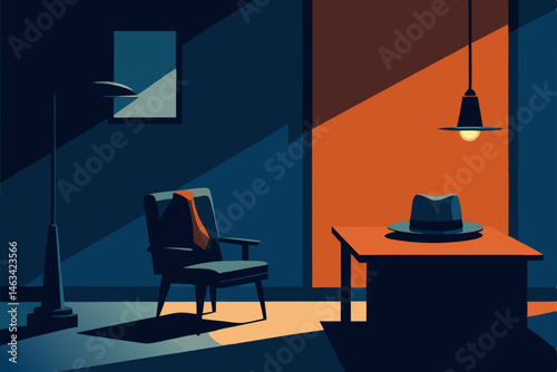 detective s office with clues on the wall  fedora