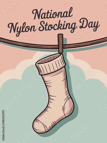 National Nylon Stocking Day Hanging Sock Illustration Vector Art