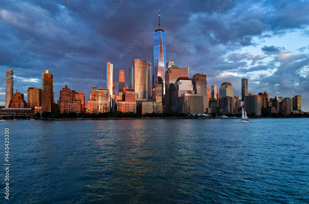 Obraz premium Aerial skyline of New York City, United States, USA. NYC skyline. Panorama of New York. New York skyscrapers. Beautiful view in Manhattan, Empire State Building in NYC. The New York Times Building.