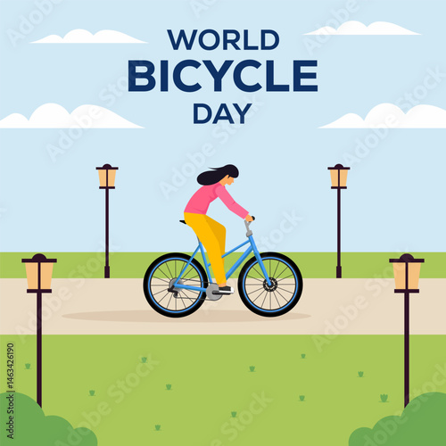 world bicycle day illustration in flat design concept