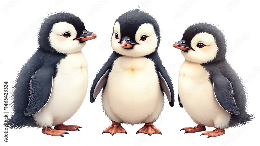 Fototapeta premium Detailed Flamingo Chick Clipart, isolated on a white background.
