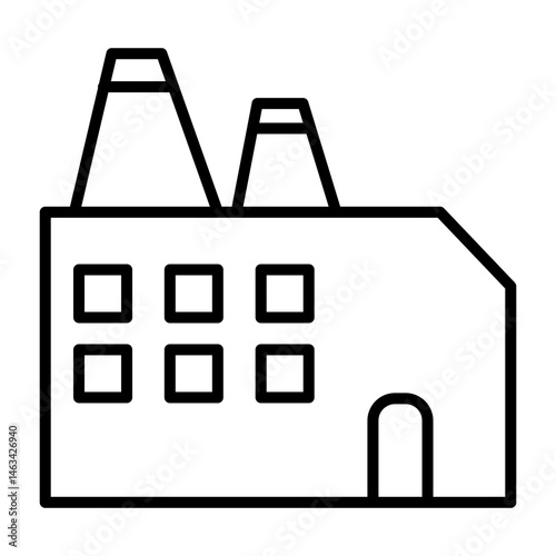 Factory icon featuring industry building