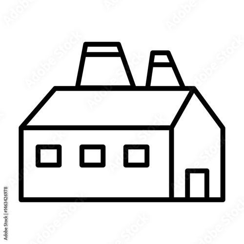 Factory icon featuring industry building