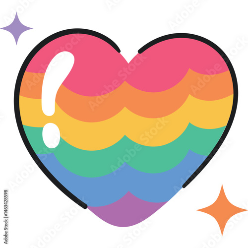 Flat Style Rainbow Heart Symbolizing LGBT Pride and Love