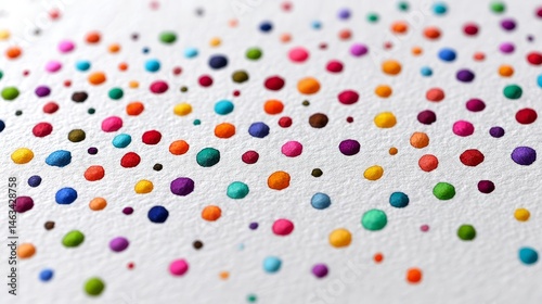 Colorful Dots Abstract Background - A vibrant featuring numerous multicolored dots scattered across a white textured background. Perfect for designs needing a playful, energetic feel