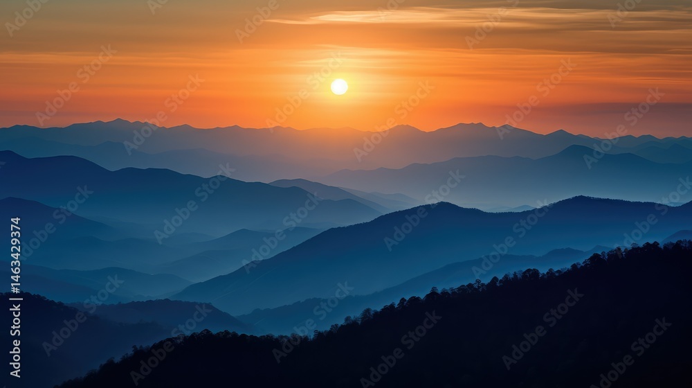 Obraz premium mountains glowing sun