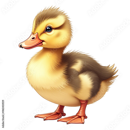 Detailed Swan Cygnet Clipart, isolated on a white background.