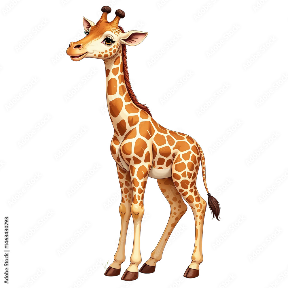 Naklejka premium Detailed Zebra Foal Clipart, isolated on a white background.