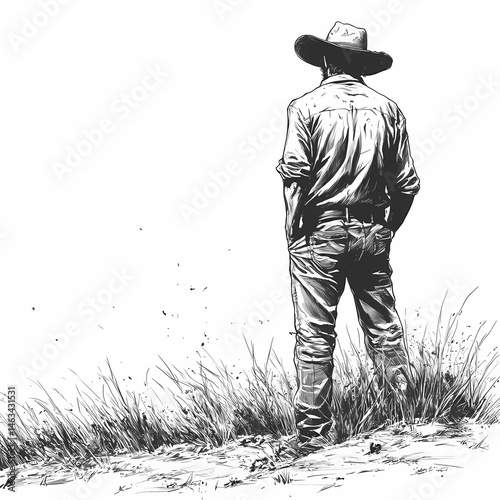 line illustration of farmer