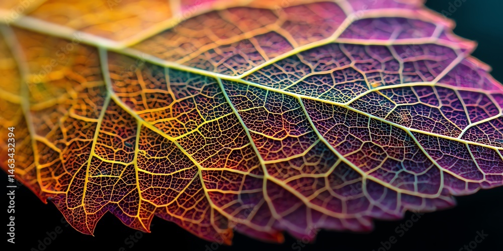 Obraz premium Closeup Autumn Leaf Veins Texture