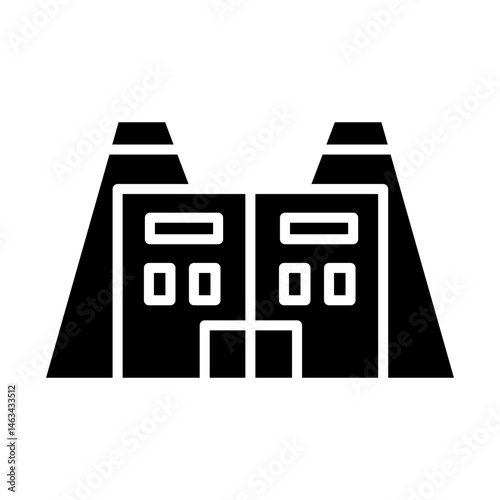Factory icon featuring industry building