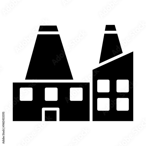 Factory icon featuring industry building