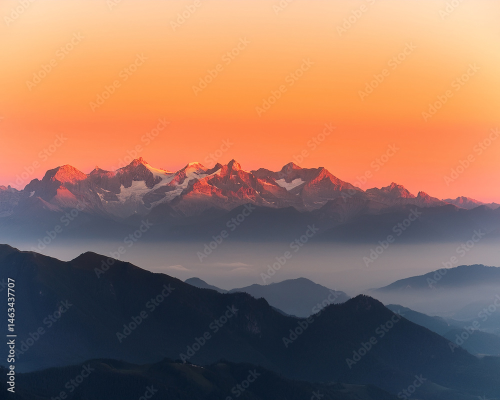 Obraz premium High-resolution image of a majestic mountain range at sunrise