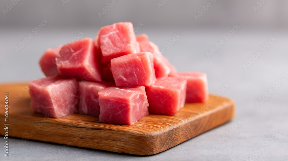 Fresh raw pork cubes neatly arranged for cooking. Ideal for recipes, culinary use, meat industry promotional materials 05082025 1 Fresh raw pork cubes neatly arranged for cooking. Ideal for recipes, culinary use, meat industry promotional materials 05082025 1