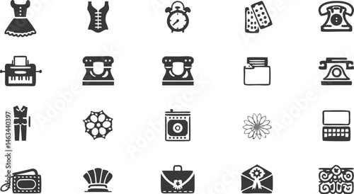 victorian era line icon set  vector pictograms of  (1).eps
