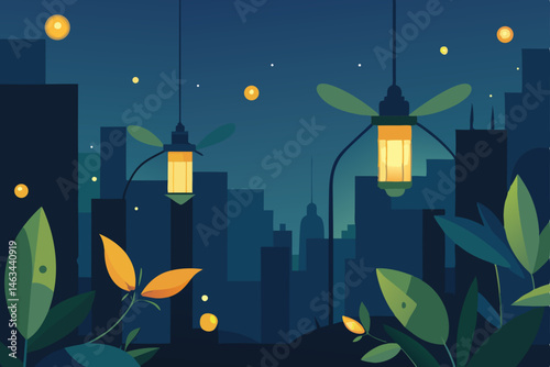 fireflies blending with tiny fairy lights in an 