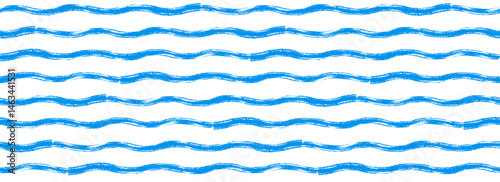 Blue wave seamless pattern. Repeating sea water line background. Watercolor paint brush stroke wallpaper. Summer cruise collection ornament for fabric, textile, decoration. Vector curve wiggle stripes