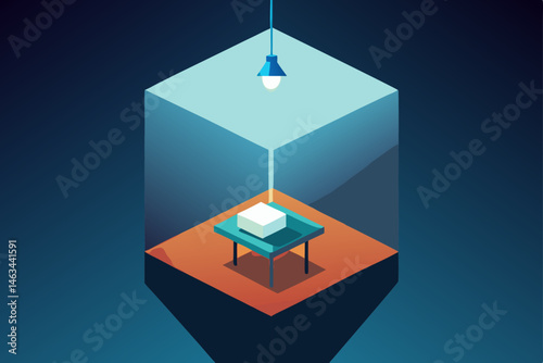 floating cube workspace with antigravity lighting .svg
