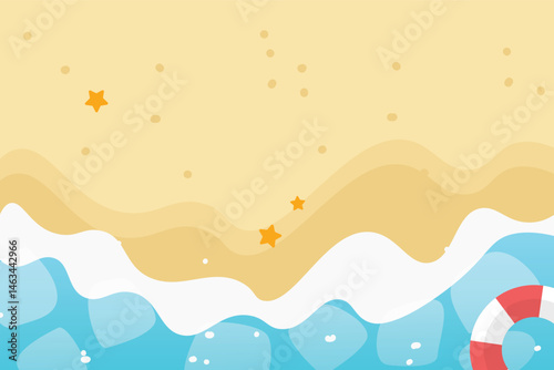 Summer sea beach background vector illustration.