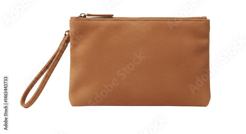 Leather Clutch Bag on White Background | Stylish Brown Handbag Purse Accessory for Fashion and Retail Marketing