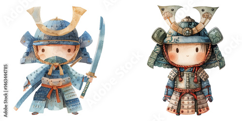 samurai watercolor vector illustration