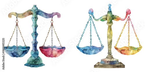 scales watercolor vector illustration