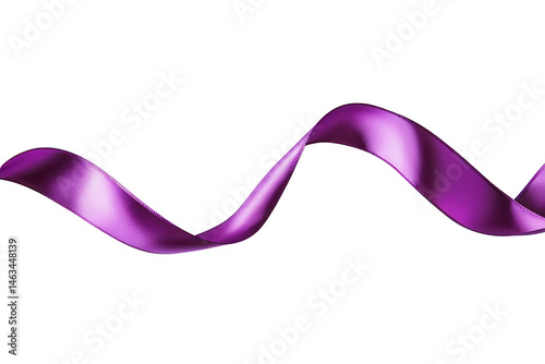 A single purple ribbon gracefully curving across a black backgro
