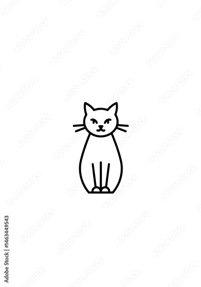 Fototapeta premium Minimalist Cat Outline Illustration on White