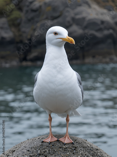 The glaucous-winged gull (Larus glaucescens) is a large, white-headed gull. This photo was taken in Hokkaido, Japan.