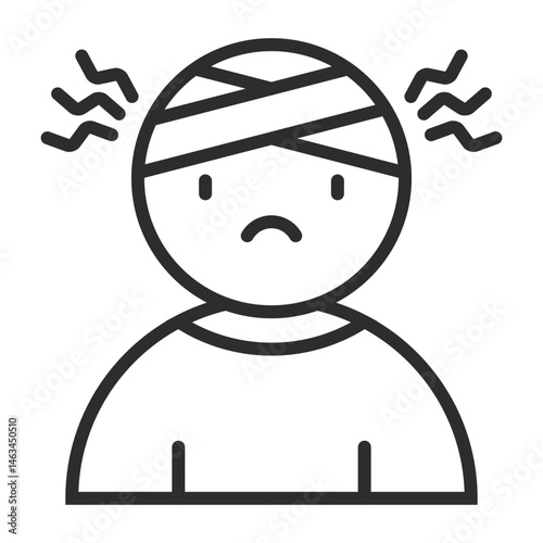 Head Injury icon, Injury symbol outline icon, editable vector illustration and transparent graphic element. Isolated on white background