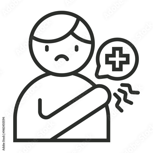 Shoulder icon, Injury symbol outline icon, editable vector illustration and transparent graphic element. Isolated on white background