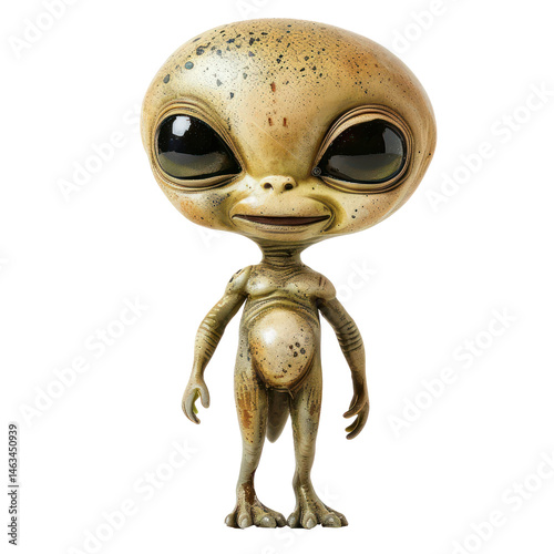 smiling alien portrait standing isolate on transparent background