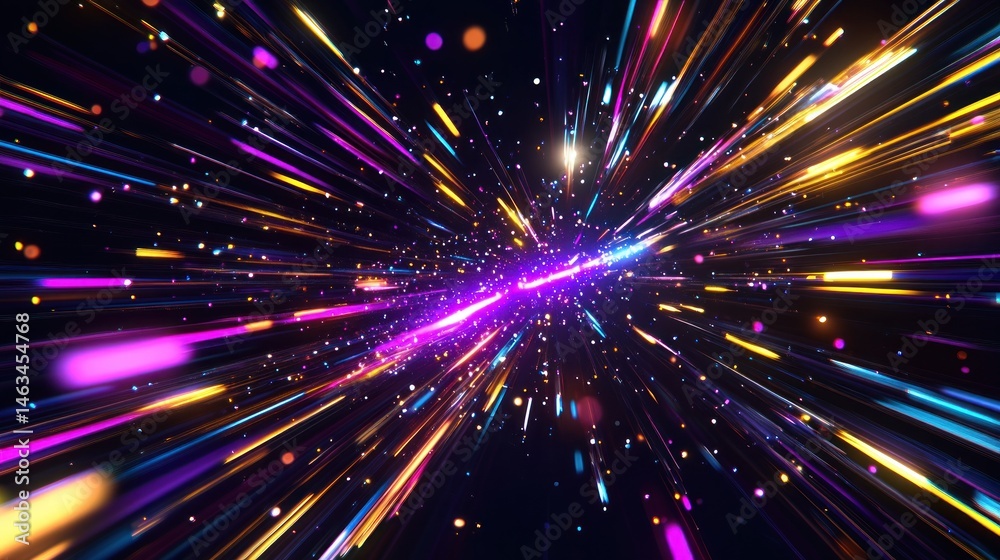 Obraz premium Vibrant light streaks radiating outwards dynamic abstract background