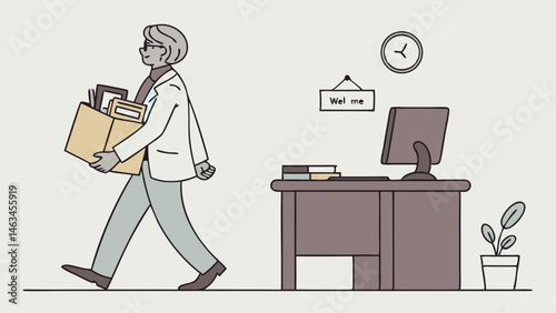 Start new job, onboarding new hire or begin career position, employee move to new office or opportunity, employment and recruitment concept, businessman starting new job walk to welcome office desk.