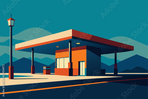 gas station on the outskirts of a metropolitan 
