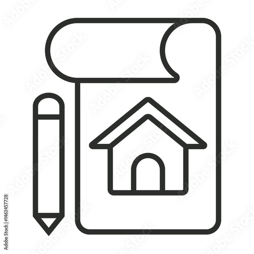 Home improvement symbol outline icon, editable vector illustration and transparent graphic element. Isolated on white background