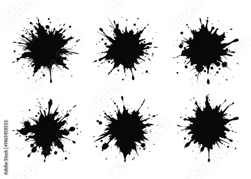 set of ink splashes on white background, ink splashes vector bundle