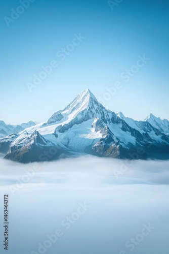 Wallpaper Mural Majestic Icy Mountains Emerging from Glowing Mist with Vibrant Blue Sky Above Torontodigital.ca