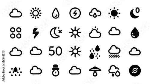 Minimalist conceptual vector icons in flat design ideal for digital product design interfaces branding and corporate presentations with seamless scalability