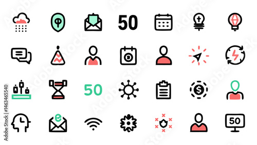 Minimal and conceptual flat vector icon collection made for web and mobile applications with a focus on intuitive interaction and scalable digital assets