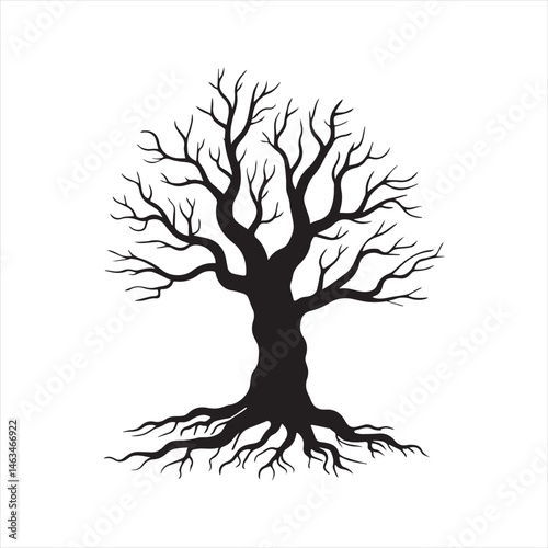 Tree silhouette vector. Silhouette of a dead desert tree vector illustration.